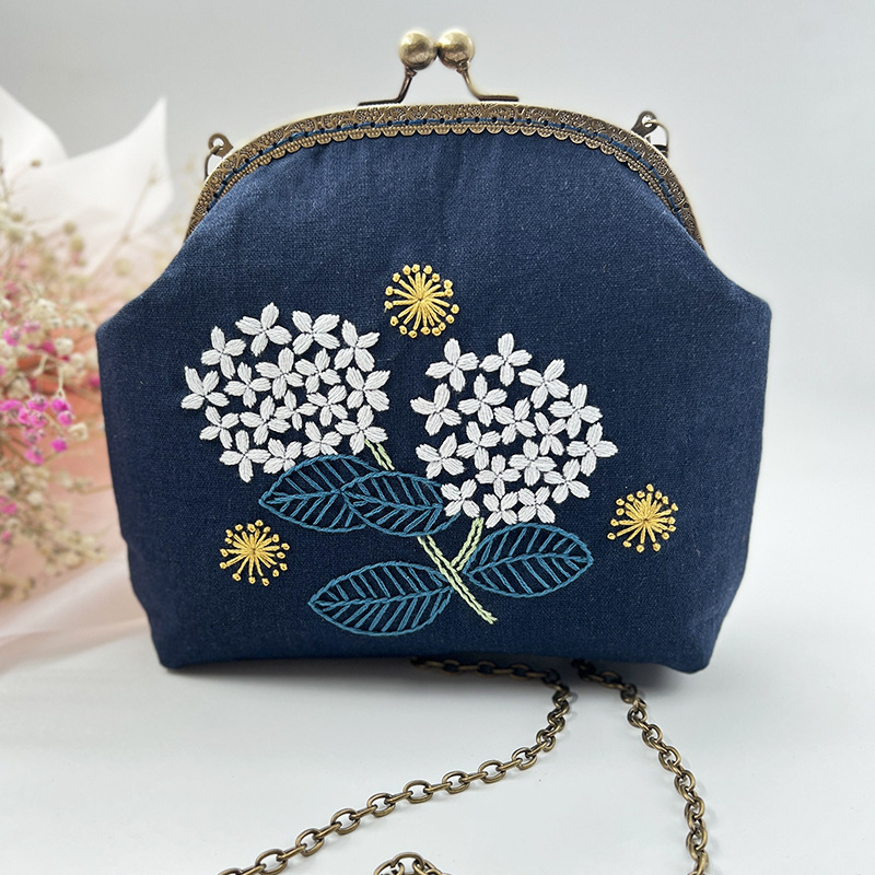 Bolso de mano bordado DIY, con estructura metálica, estilo Lu, artesanal, al por mayor