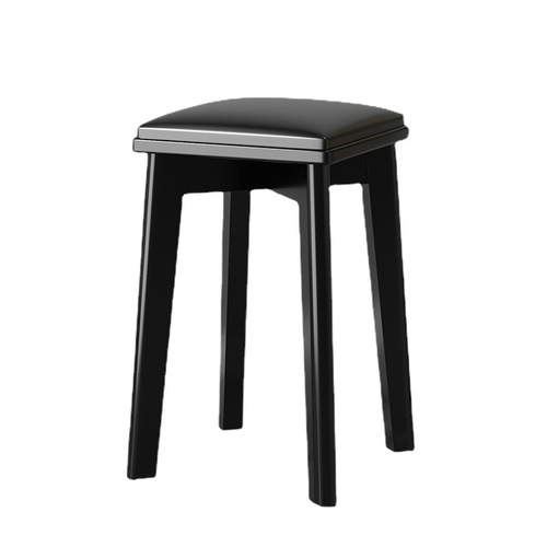 Soft stool, living room square stool, household stool that does not take up space, solid wood dining stool, dressing stool, light luxury bench, black