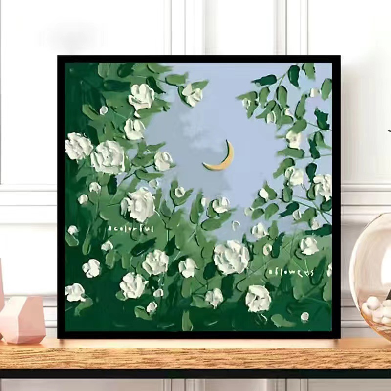 TikTok fuente popular fábrica de entrega de una sola pieza bricolaje pintura al óleo digital lindo pintado a mano relleno de color pintura decorativa paisaje flor
