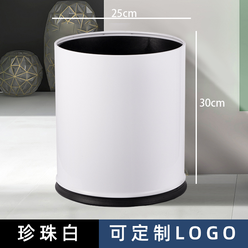 商用不锈钢垃圾桶家用酒店办公室厨房卫生间客房双层无盖logo|undefined