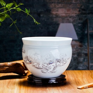Jingdezhen Ceramic Fish Tank Small Goldfish Turtle Tank Water Lily Bowl Lotus Basin Fish Basin Home Ornaments Large Porcelain
