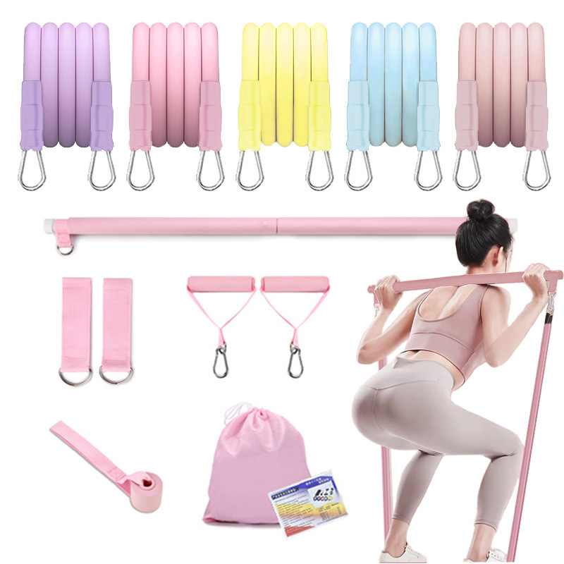 プラスティック多機能フィットネス棒ヨガプラスティック器材家庭用引きひもストレッチベルト背中訓練器|undefined
