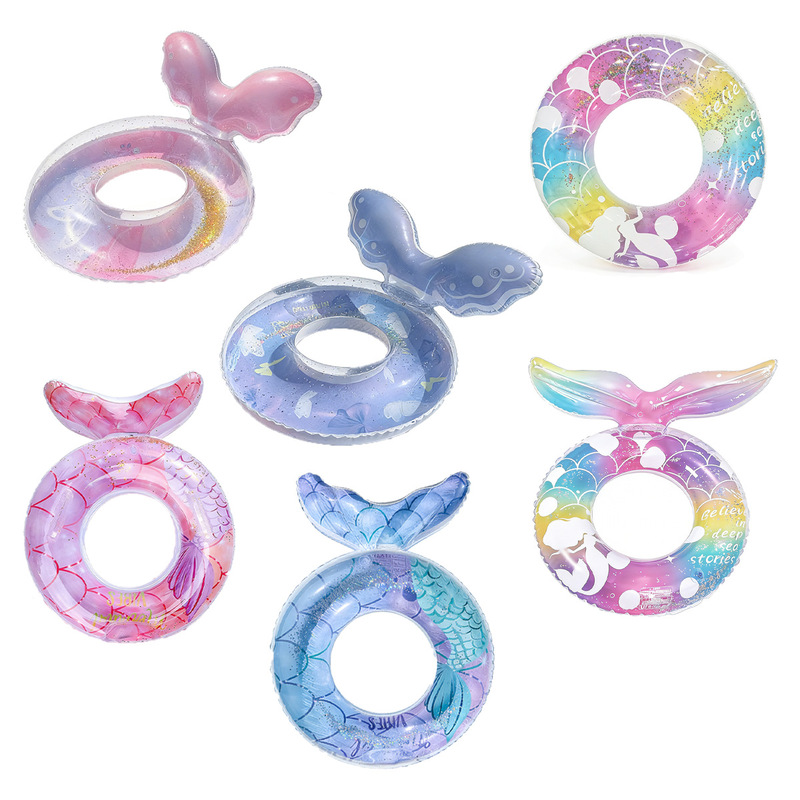Thickened Inflatable Mermaid Swimming Ring, Thickened Pvc Underarm Water Toy for Adults and Children, Pool Underarm Ring