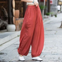 禅意风女装2025捡漏宽松休闲禅意棉麻瑜伽灯笼裤薄款长裤休闲裤