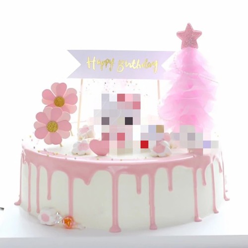 Fruit Cake Decoration Set Ornaments Princess Birthday Toy Dessert Table Cat Baking Dressing Plug-in Table