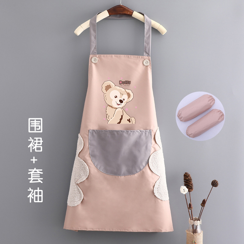 おしゃれでシンプルな家庭用キッチンエプロン防水防油女性夏の薄いタイプの出勤料理大人の腰を囲む作業服|undefined