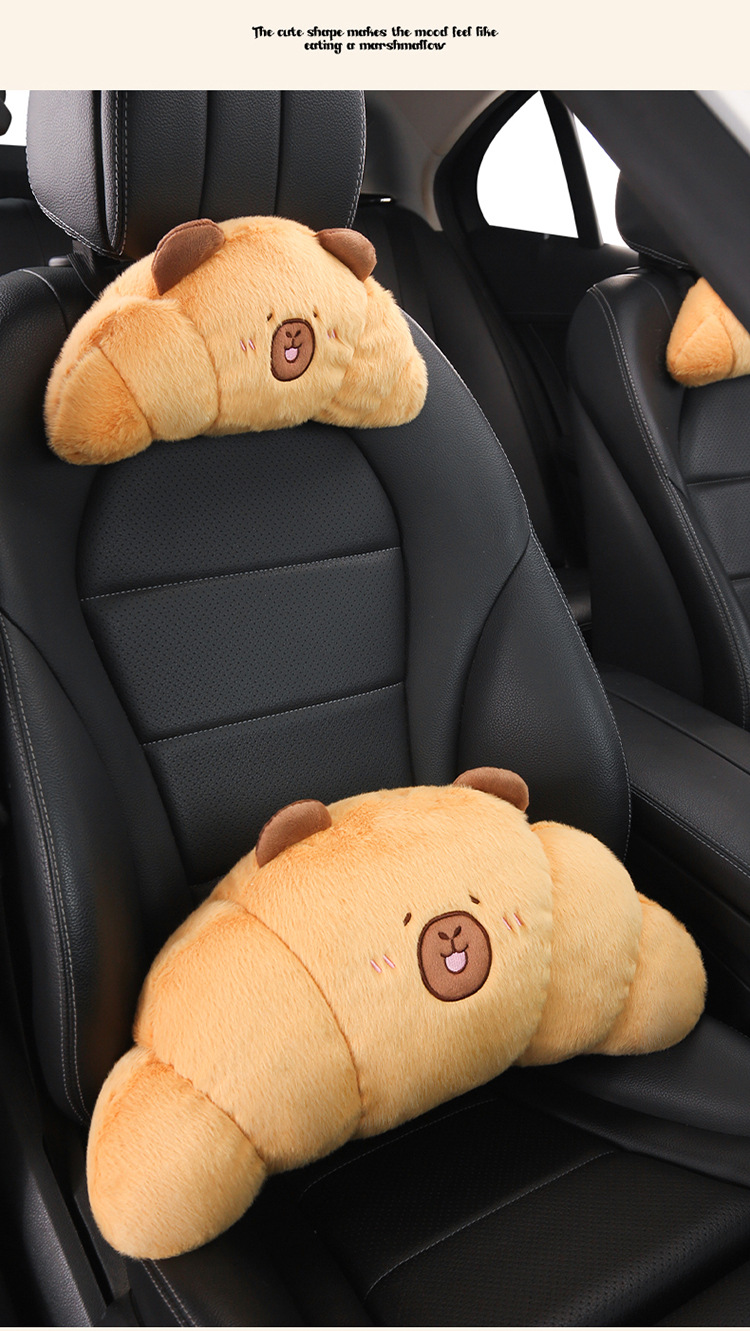 Plush Car Headrest Pillow, Neck Pillow, Cute Cushion, Car Seat Cushion, Cartoon Quirky Croissant Muscle Kt