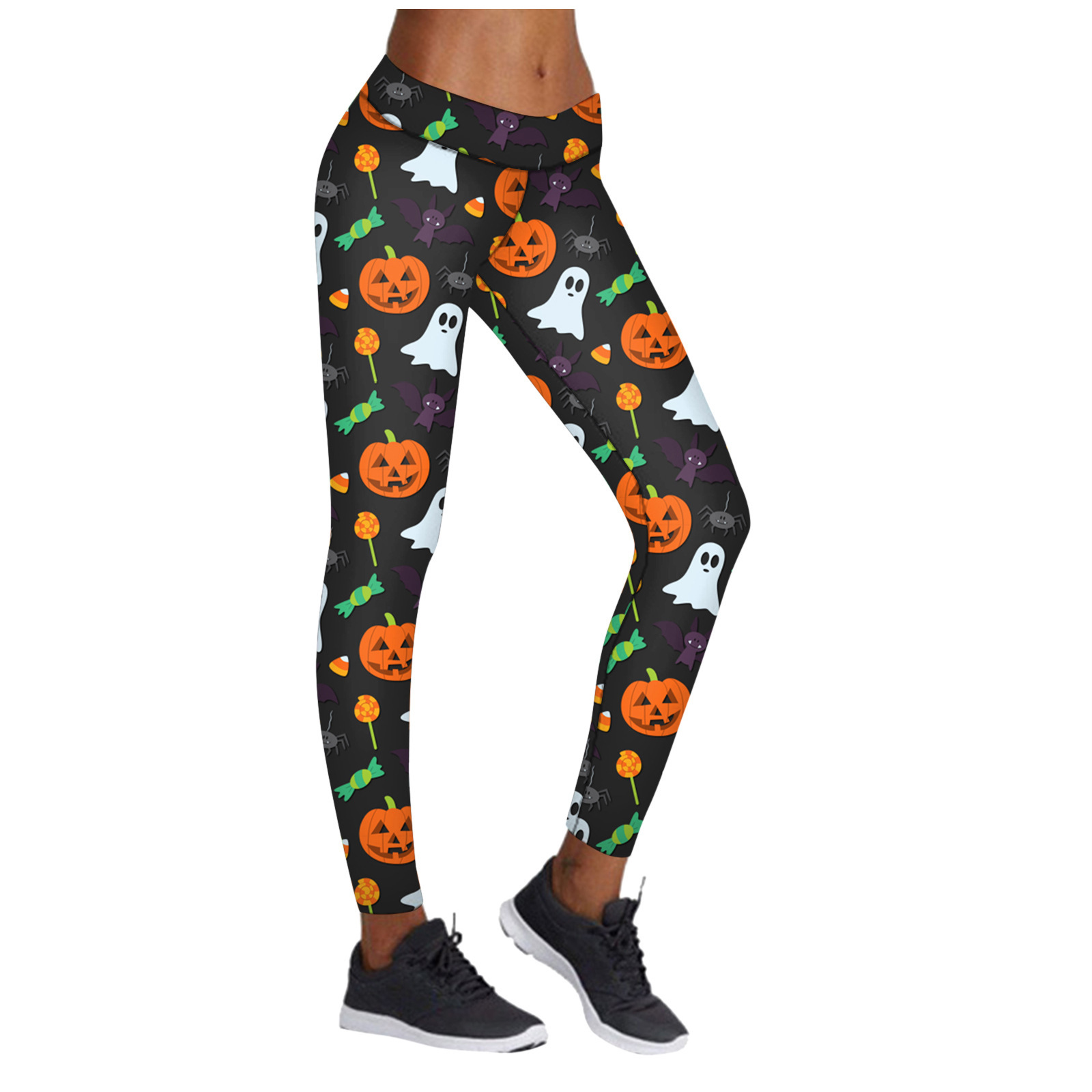 Mujer wish crossover impares leggings de comercio exterior elásticos deportes de Halloween leggings de impresión digital pantalones lápiz de yoga alto
