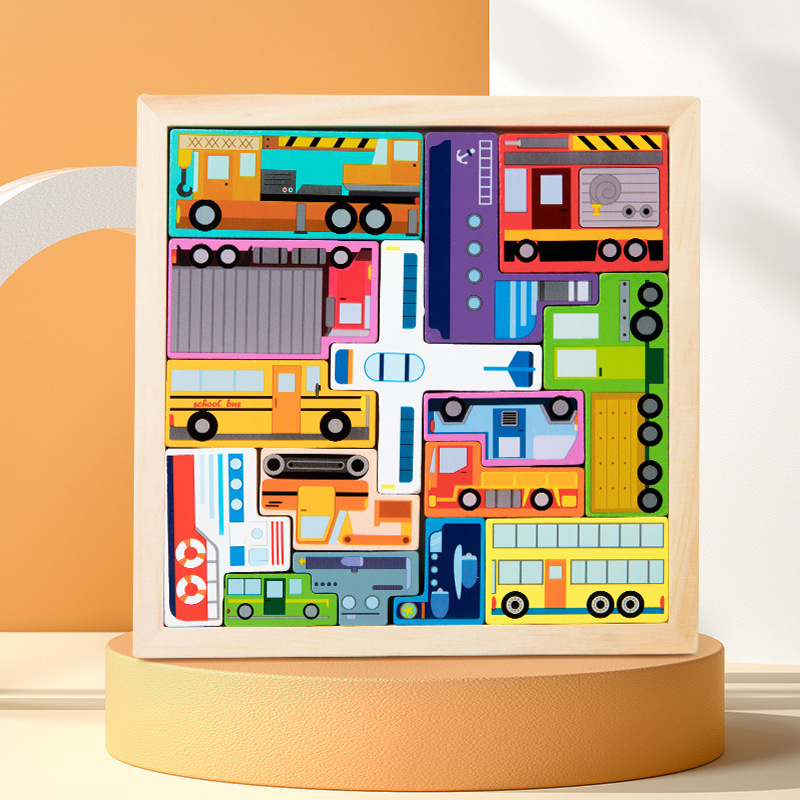 Transfronterizos Tetris puzzle puzzle niños desarrollo de puzzle tridimensional madera juguetes de ensamblaje al por mayor
