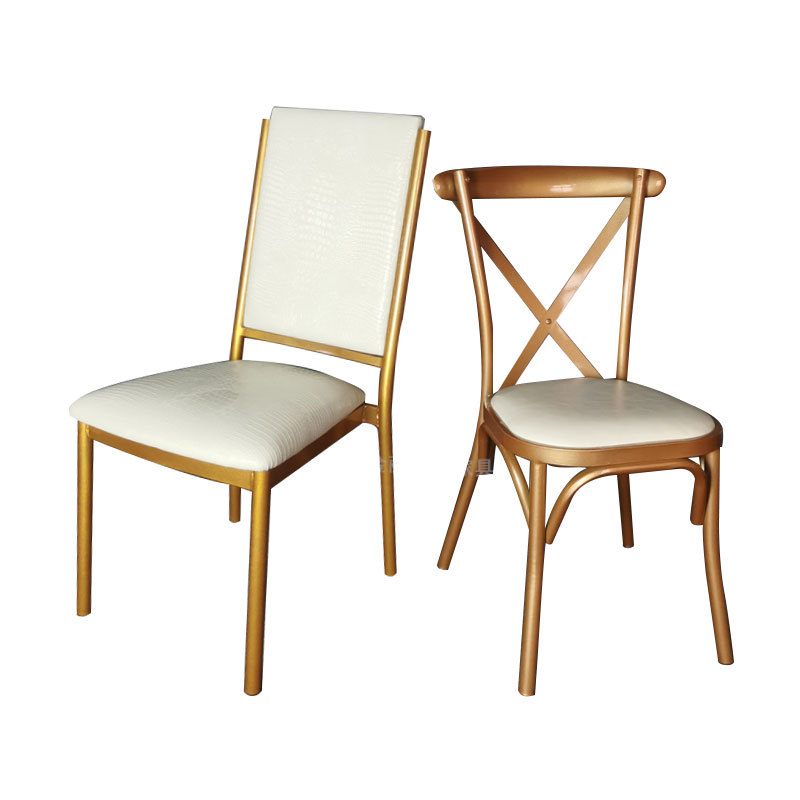 Fábrica al por mayor Europea mesa de comedor y silla X Cruz silla trasera al aire libre boda Hotel banquete silla al aire libre silla de la boda