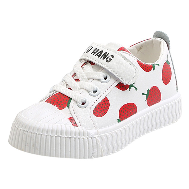 Primavera y otoño nuevos zapatos de dibujos animados para niños y niñas fresa piña zapatos individuales zapatos de bebé de fondo suave al por mayor entrega de una pieza