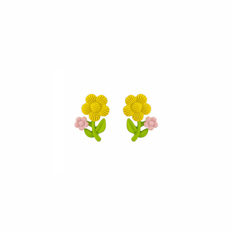 Pendientes De Flores Empalmados Con Aguja De Plata display picture 7