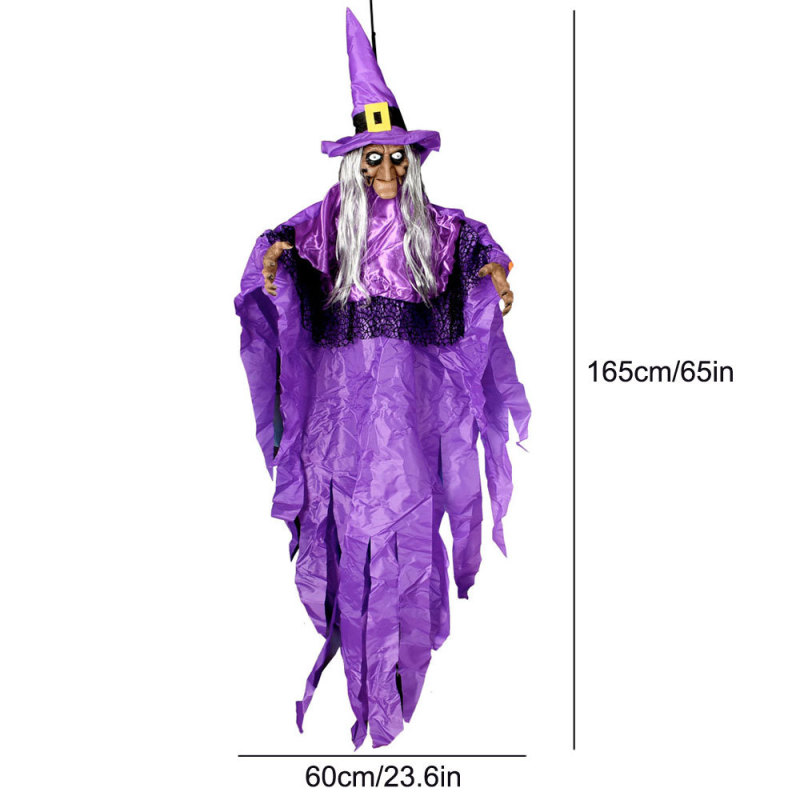 スポットクロスボーダーハロウィン電気魔女ビッグゴーストパープル魔女発光とサウンド小道具お化け屋敷パーティー装飾|undefined