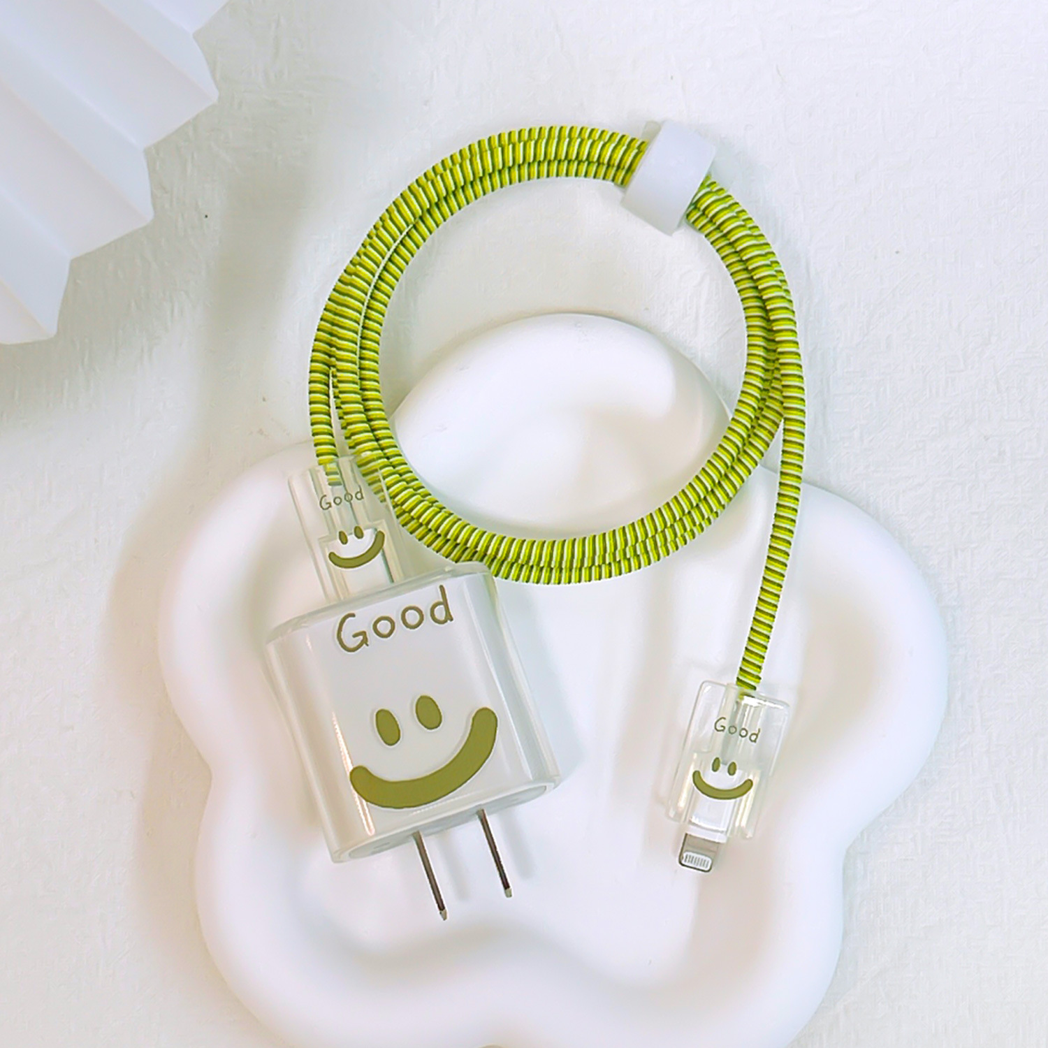 Aplicable a Apple 18W/20W cargador de carga rápida cargador de concha protectora cubierta protectora transparente cáscara suave alambre morder dispositivo pintado