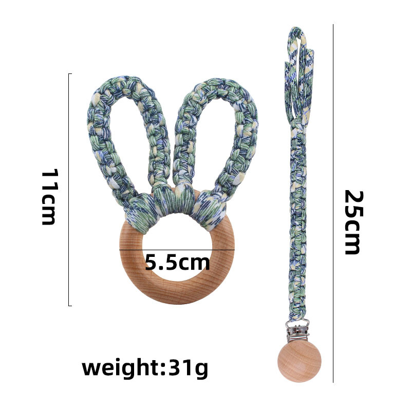 Bricolaje creativo bebé suministros de haya chupete clip tejido a mano color mezclado chupete cuerda anti-caída cadena mordedor traje