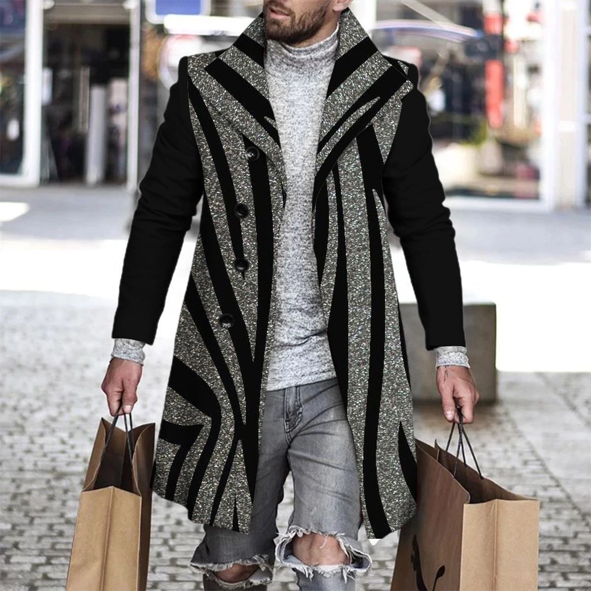 Abrigo a cuadros para hombre 2024 nuevo producto comercio exterior chaqueta wish estación europea Amazon rompevientos AliExpress lana al por mayor