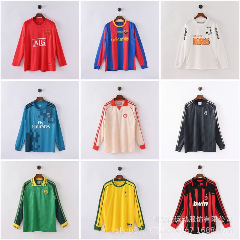 Classic Retro Long-Sleeved Jersey Manchester United Real Madrid Brazil Brazil Man L Bayern R Football Shirt Classic Retro Long-Sleeved Jersey Manchester United Real Madrid Brazil Brazil Man L Bayern R Football Shirt