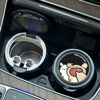 Car Ashtray Multifunctional with: Car ashtray - big-mouth-line-dog-one-pack