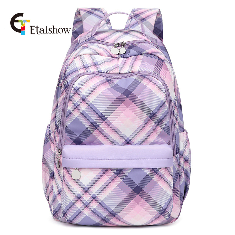 Fábrica al por mayor mochila femenina estudiante de secundaria lindo gato impresión gran capacidad impermeable chica