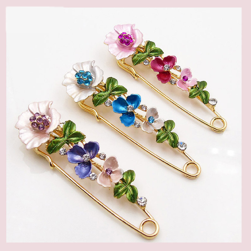 Elegant Style Elegant Pin Flower Alloy Enamel Inlay Rhinestones Unisex Brooches