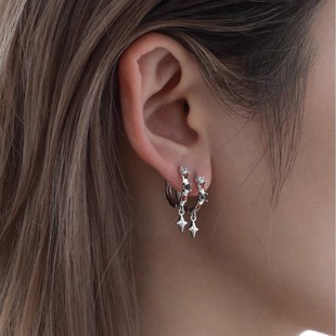 1STXULIE Maillard Earrings Earrings Niche Design High-end Retro Hot Girl Zircon Earrings Earrings Women