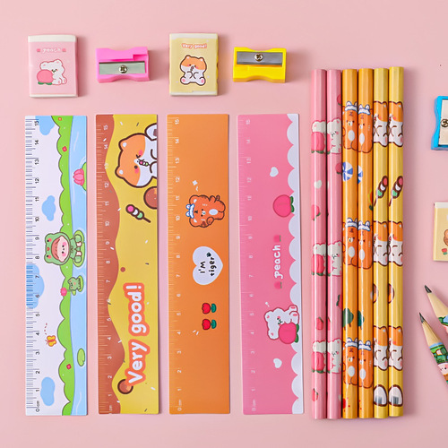 Children's Pencil Stationery Set Gift Box Combination 5-piece Set Cartoon Study Exam Primary School Student Prizes Holiday Gift