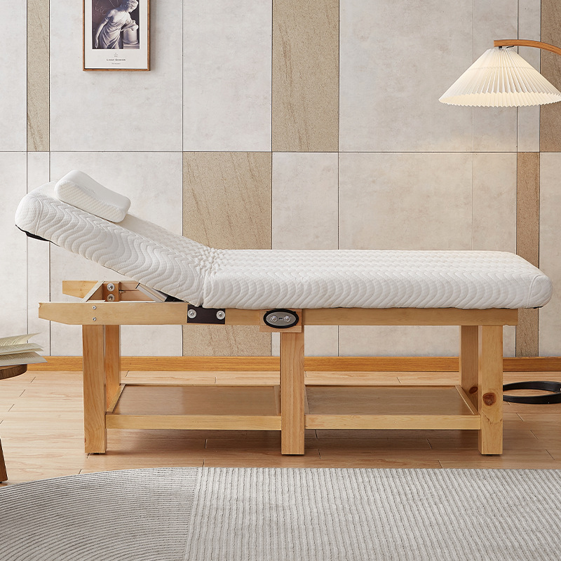 Cama de masaje eléctrica de fábrica cama de belleza de madera maciza salón de belleza de látex de alta calidad tatuaje bordado cama terapia de masaje con agujero
