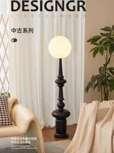 意式复古客厅罗马柱落地灯轻奢卧室氛围立式灯装饰中古装饰台灯光