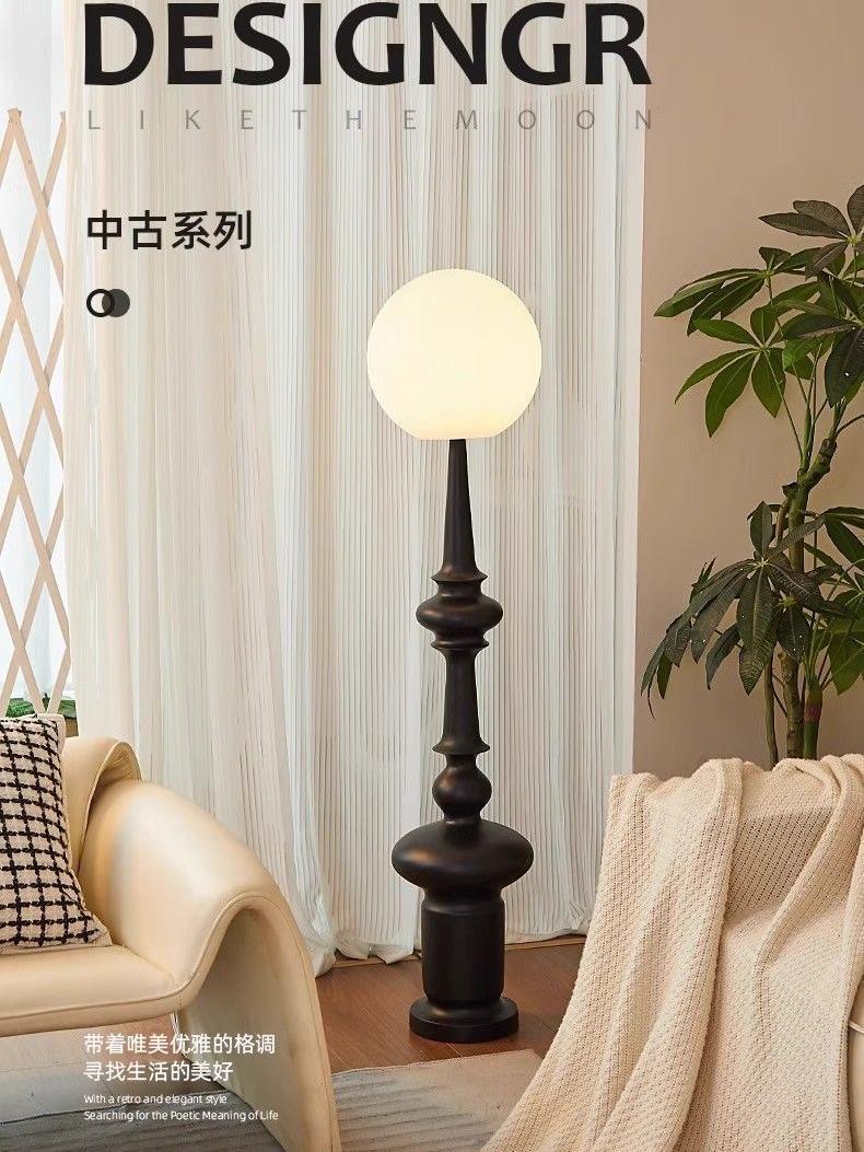 意式复古客厅罗马柱落地灯轻奢卧室氛围立式灯装饰中古装饰台灯光