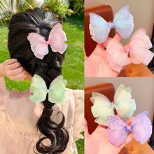 新款儿童彩色发夹超仙蝴蝶结发卡女童新款发饰不伤发女孩蝴蝶头饰