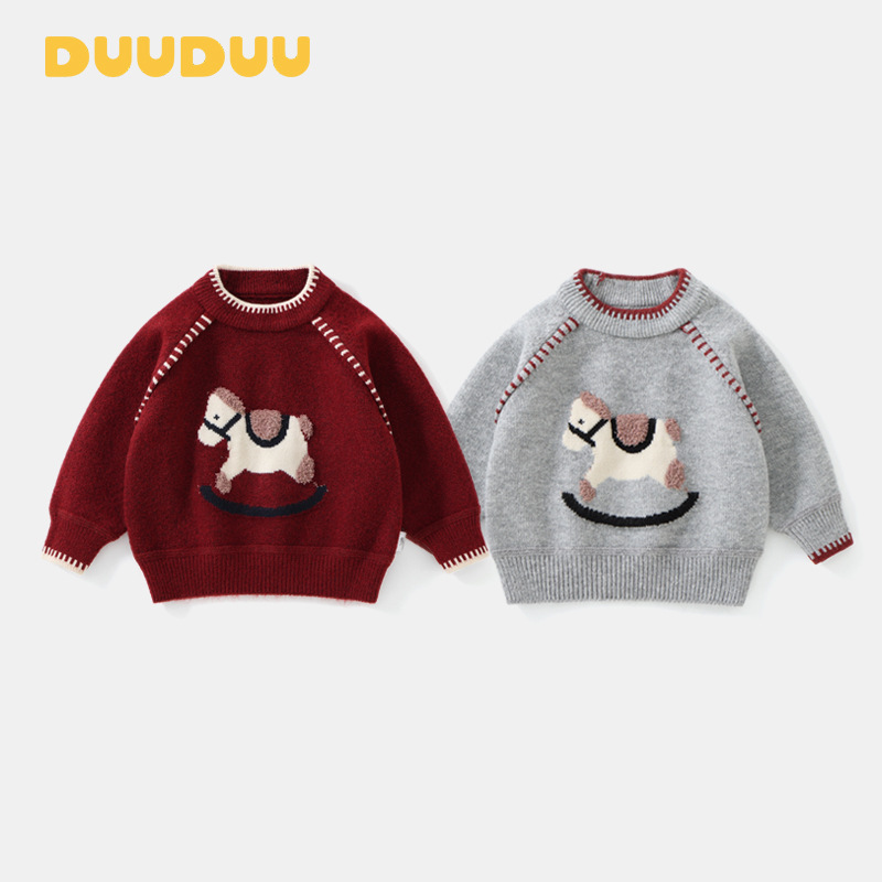 DUUDUU韩系儿童针织衫5新款小童保暖上衣秋冬款宝宝红色儿童毛衣
