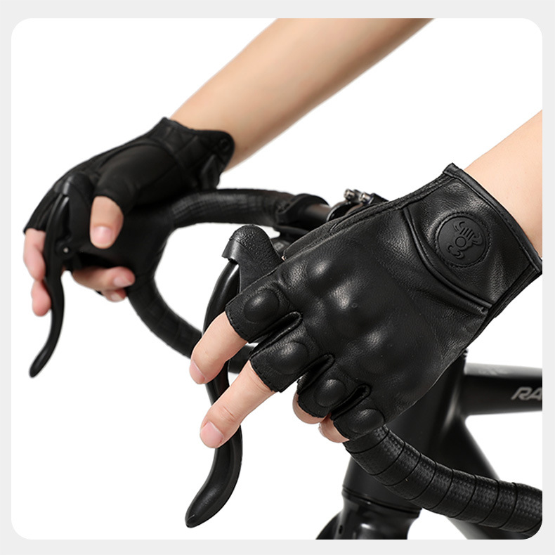 Riding Gloves With Protective Shell - Motorcycle, Dirt Bike, Bicycle Gloves, Advanced Lambskin, Anti-Slip, Wear-Resistant, Half / Full Finger Gloves_desvips.com