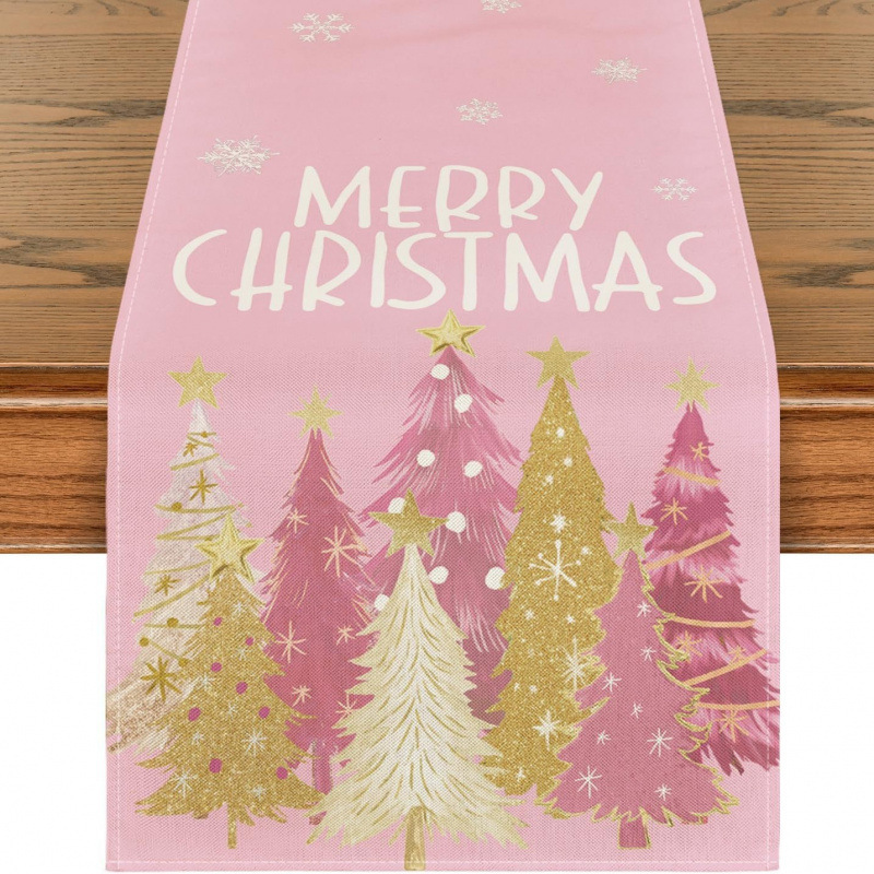 クロスボーダー Amazon クリスマスパーティー装飾テーブルフラグ雪だるまクリスマスツリーデザインホームキッチンプリントテーブルクロス|undefined