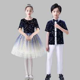 六一儿童合唱演出服中小学生诗歌朗诵合唱团表演服装女童公主裙