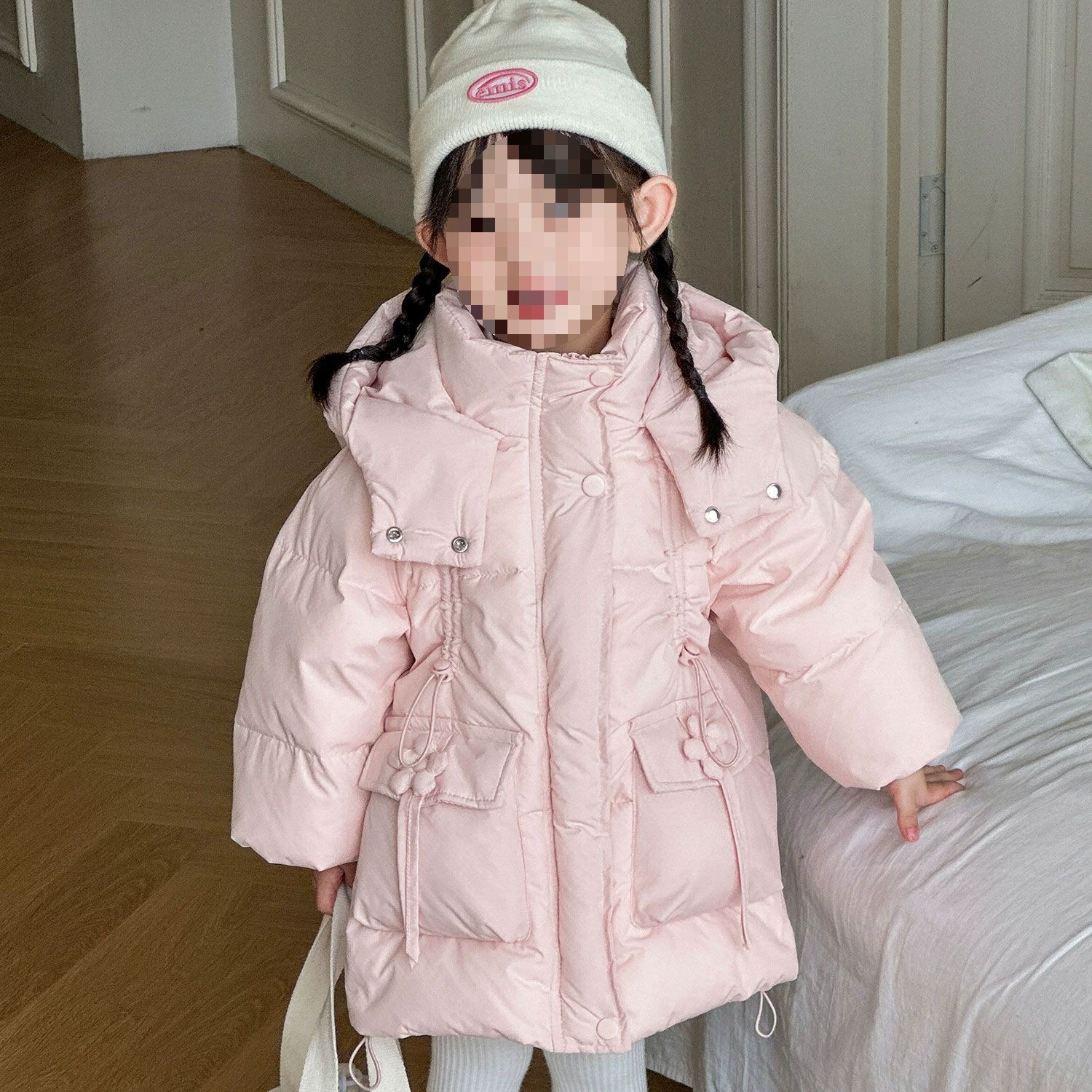 Children's long down jacket, mid-length, western style, increased thickness