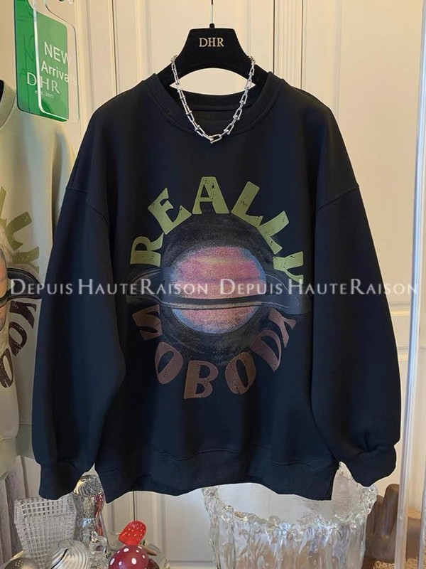 特大码240斤卡通星球印花卫衣男女装长袖T恤上衣服春秋季宽松百搭|undefined