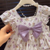 Summer slip dress with bow, vest, western style, floral print, Korean style