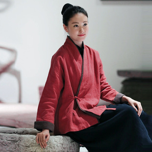 Traditional Chinese Style Cotton and Linen Tang Suit with Mandarin Collar for Women, Zen Meditation Wear, Chinese Retro Tea Suit for Women