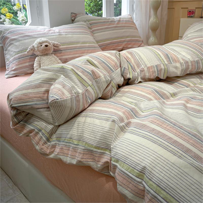 2024 nuevo traje de cuatro piezas de algodón de nube suave y ceroso sin impresión de algodón lavado de viento de tres piezas