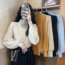半高领针织衫毛衣女秋冬季2024新款韩版直筒套头显瘦打底长袖上衣