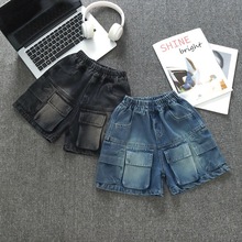女童多口袋牛仔短裤中大童2025年夏装新款宽松版时髦牛仔工装裤子