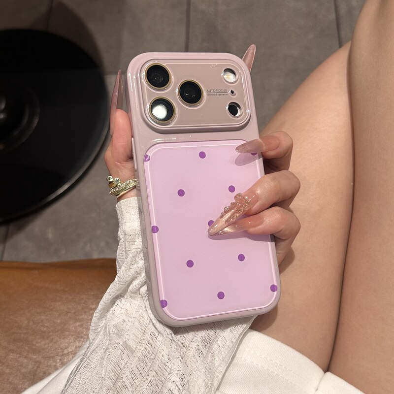 New ins-style color-blocking polka dot case suitable for iPhone 18 Pro Max, Apple phone case 18 Pro with lens protector, hard case New ins-style color-blocking polka dot case suitable for iPhone 18 Pro Max, Apple phone case 18 Pro with lens protector, hard case