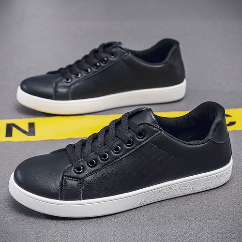 2024 Spring New Breathable White Shoes Men's Shoes Korean Style Casual Leather Shoes Men's Sneakers Versatile Trendy Shoes