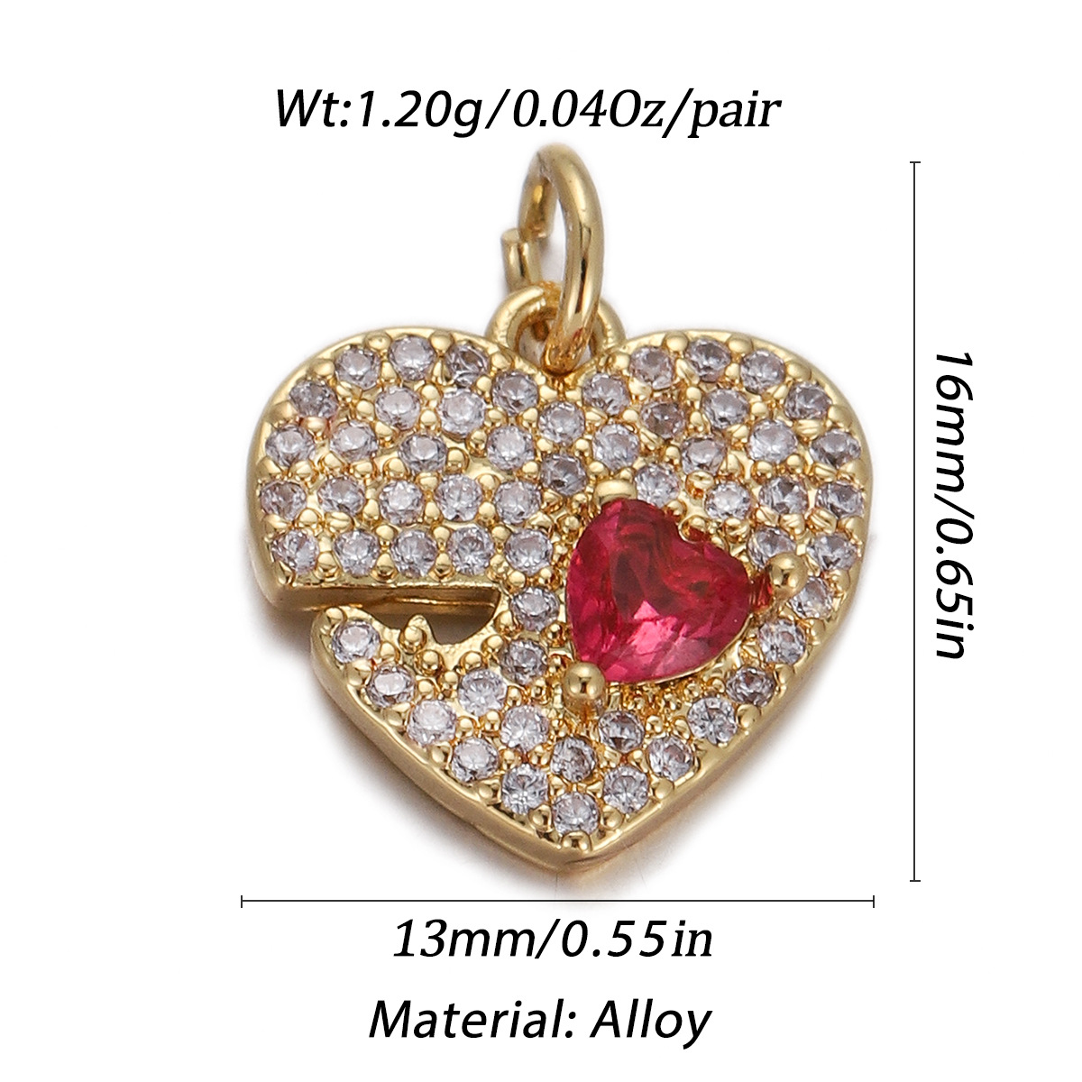 2g Weight Pendant Jewelry Making Type Gold Plated Plating Material Zircon Inlay Material 1 Piece Quantity Casual, Daily Occasion Copper Material Heart Shape Pattern Women's Gender Simple Style Style 1 Piece Copper Zircon Gold Plated Heart Shape Pendant 5