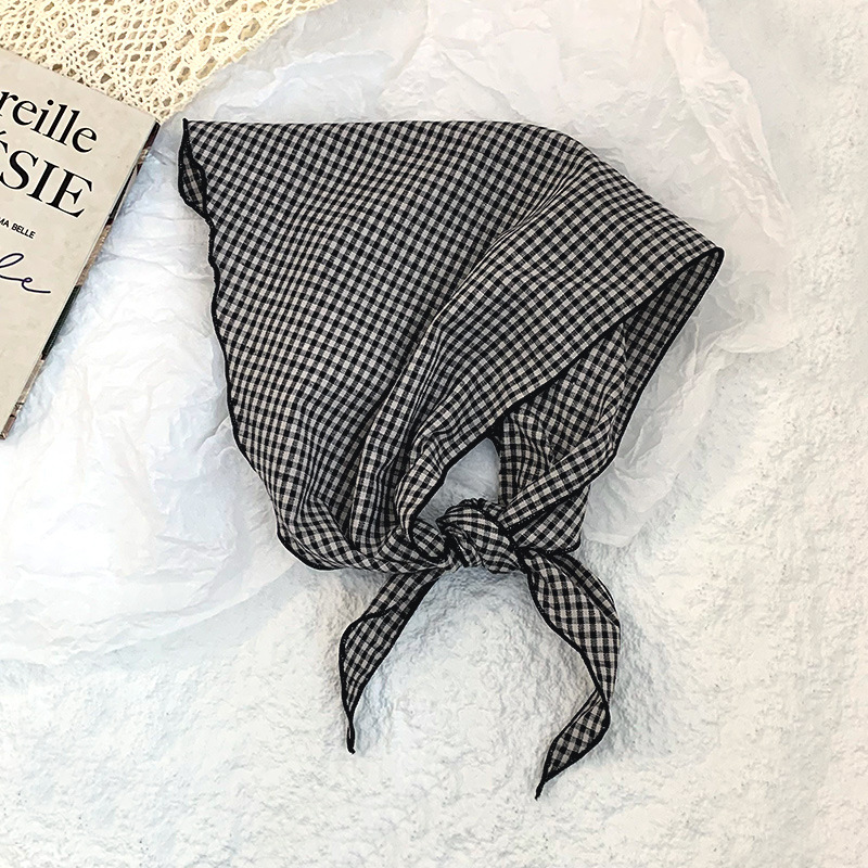 Pañuelo de seda de alta gama nuevo todo-fósforo retro a cuadros diadema cinturón para el cabello atado bufanda decorativa multiusos bufanda triangular cintura