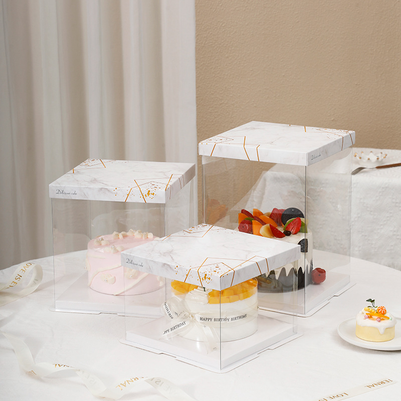 生日蛋糕盒6寸/8寸/10寸单/双/高双面覆膜包装盒甜点烘培甜品高透