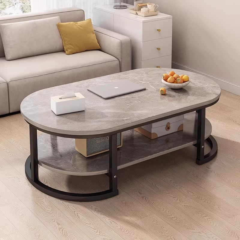 Mesa de té, sala de estar, mesa de alquiler doméstica, simple y lujosa, nueva mesa de té ovalada simple.