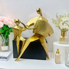 现代艺术抽象设计乐队父子摆件玄关客厅书房桌面摆件乔迁雕塑礼物