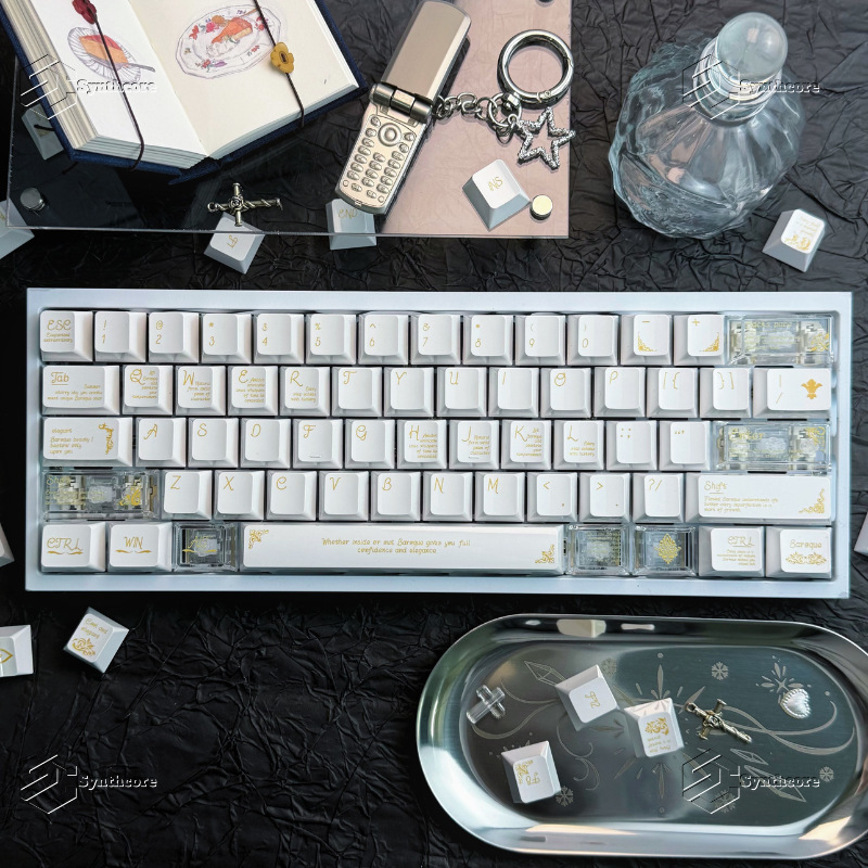 Platinum Baroque Keycaps Are Universal Ceramic Pc Material Custom Mechanical Keyboard Keycaps That Are Compatible with Various Switch Types