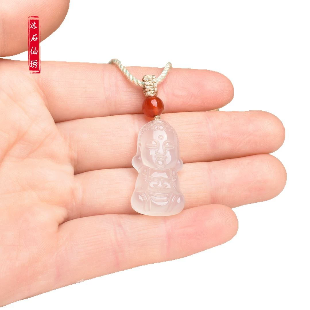 Organic agate children's pendant white jade, Birthday gift